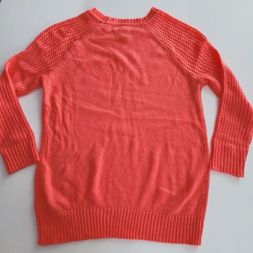 Forever 21 Crochet Knit Pullover Sweater Womens S Small Coral Preppy Acrylic - Picture 3 of 7